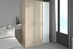 Kinderzimmerkombination Charly 90x200 | Kinderbett, Rückenteil, Nachttisch, Kleiderschrank, Schreibtisch