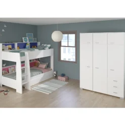 Kinderzimmerkombination Leo/Galaxy | Etagenbett, Bett-Schubladen-Set, Kleiderschrank