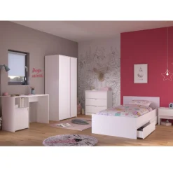 Kinderzimmer Rue | Einzelbett, Bettkasten, Nachttisch, Kleiderschrank, Kommode, Schreibtisch