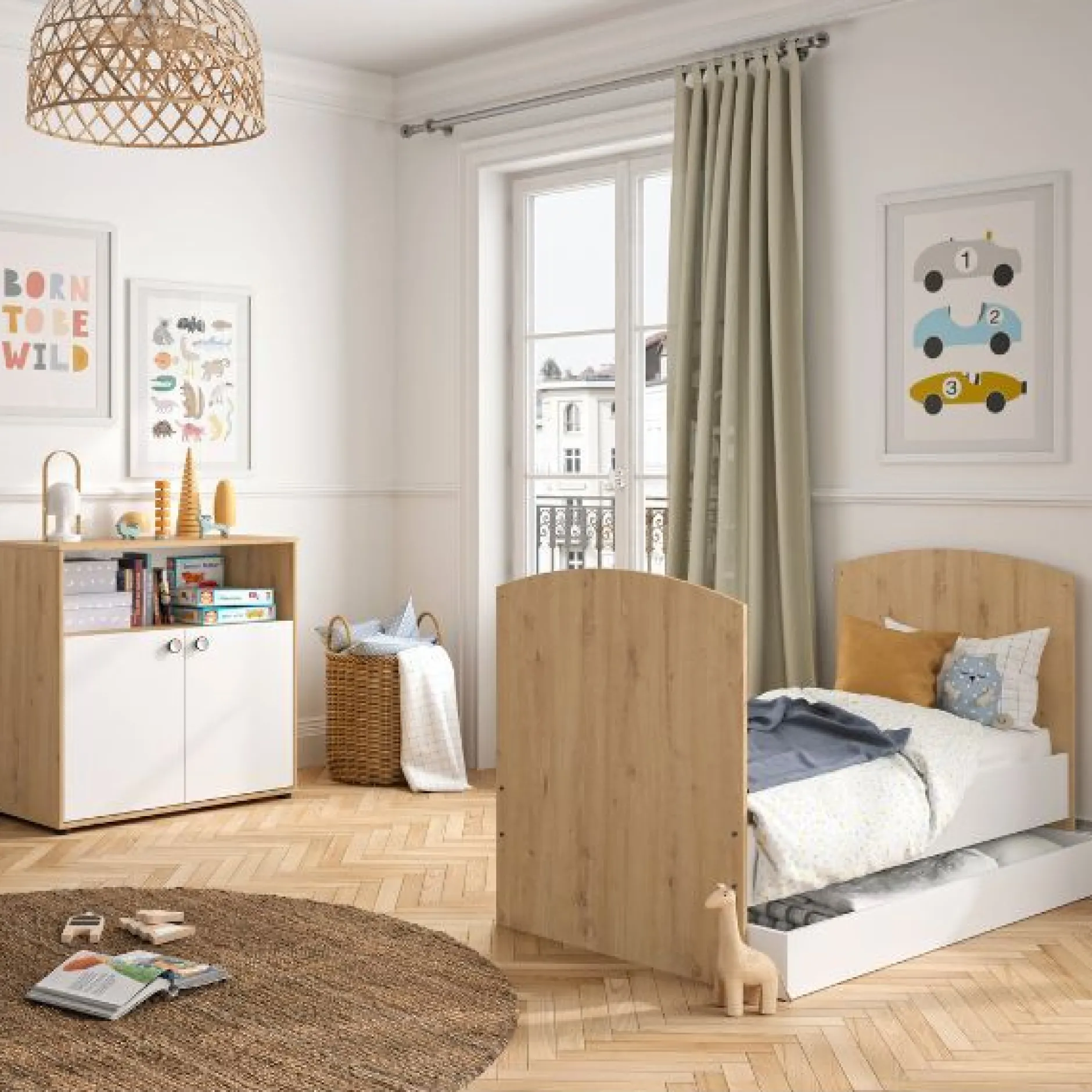 Kinderzimmer-Set Arthur | Verstellbares Bett und Kommode | Artisan Oak Design