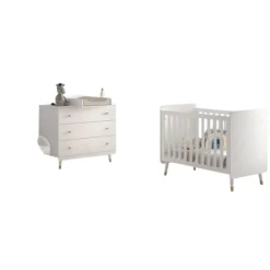 Kinderzimmer-Set Billy - Kommode, Wickeltisch & Babybett - MDF/weiß