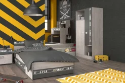 Kinderzimmer-Set Fabric| Kinderbett, Bettschubladen-Set, Nachttisch, Kleiderschrank, Schreibtisch