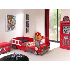Kinderzimmer-Set Feuerwehr - Feuerwehrbett & Kleiderschrank - MDF/rot