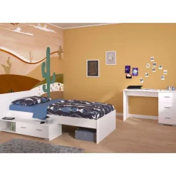 Kinderzimmer-Set Galaxy | Einzelbett, Schreibtisch | Weiß