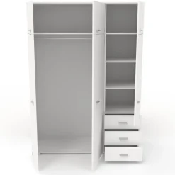 Kinderzimmer-Set Galaxy | Einzelbett, Kommode, Kleiderschrank, Nachttisch | Weiß