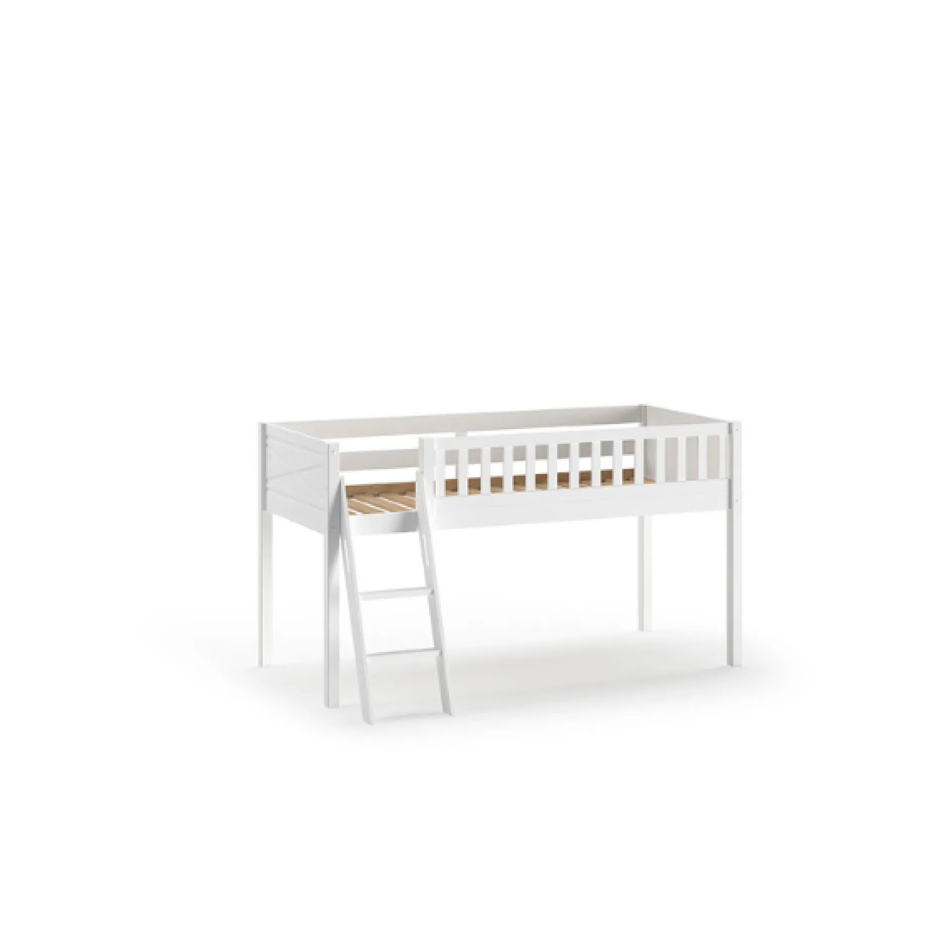 Kinderzimmer-Set Scott - Halbhochbett, Schreibtisch & Bücherregal - Weiß