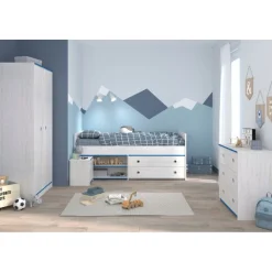 Kinderzimmer-Set Smoozy | Kabinenbett, Schreibtisch, Nachttisch, Kommode | Weiß