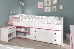 Kinderzimmer-Set Smoozy | Kabinenbett und Nachttisch | Weiß