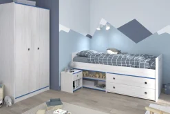 Kinderzimmer-Set Smoozy | Kinderbett, Kleiderschrank und Nachttisch | Weiß