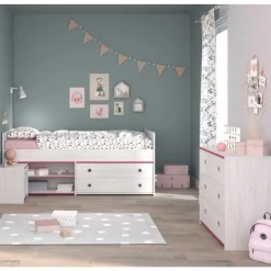 Kinderzimmer-Set Smoozy | Kinderbett, Kommode und Nachttisch | Weiß