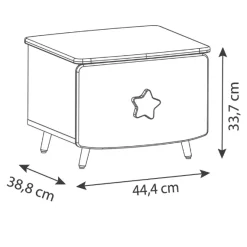 Kinderzimmer Stellar: Bett 90x200cm, Nachttisch, Kommode, Kleiderschrank, Schreibtisch