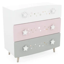 Kinderzimmer Stellar: Bett 90x200cm, Nachttisch, Kommode, Kleiderschrank, Schreibtisch