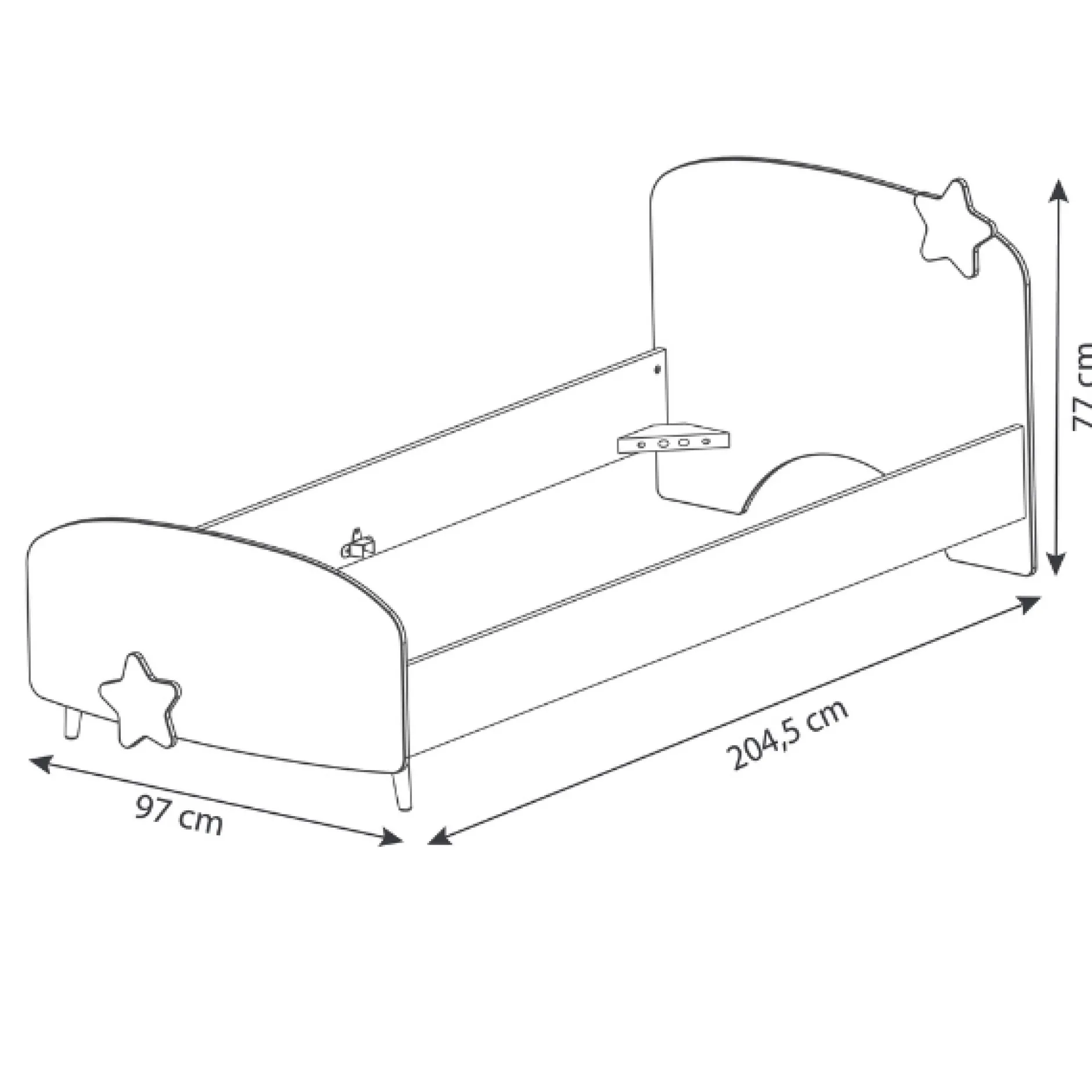 Kinderzimmer Stellar: Bett 90x200cm, Nachttisch, Kommode, Kleiderschrank