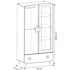 Kinderzimmer Stellar: Bett 90x190cm, Nachttisch, Kommode, Kleiderschrank, Schreibtisch