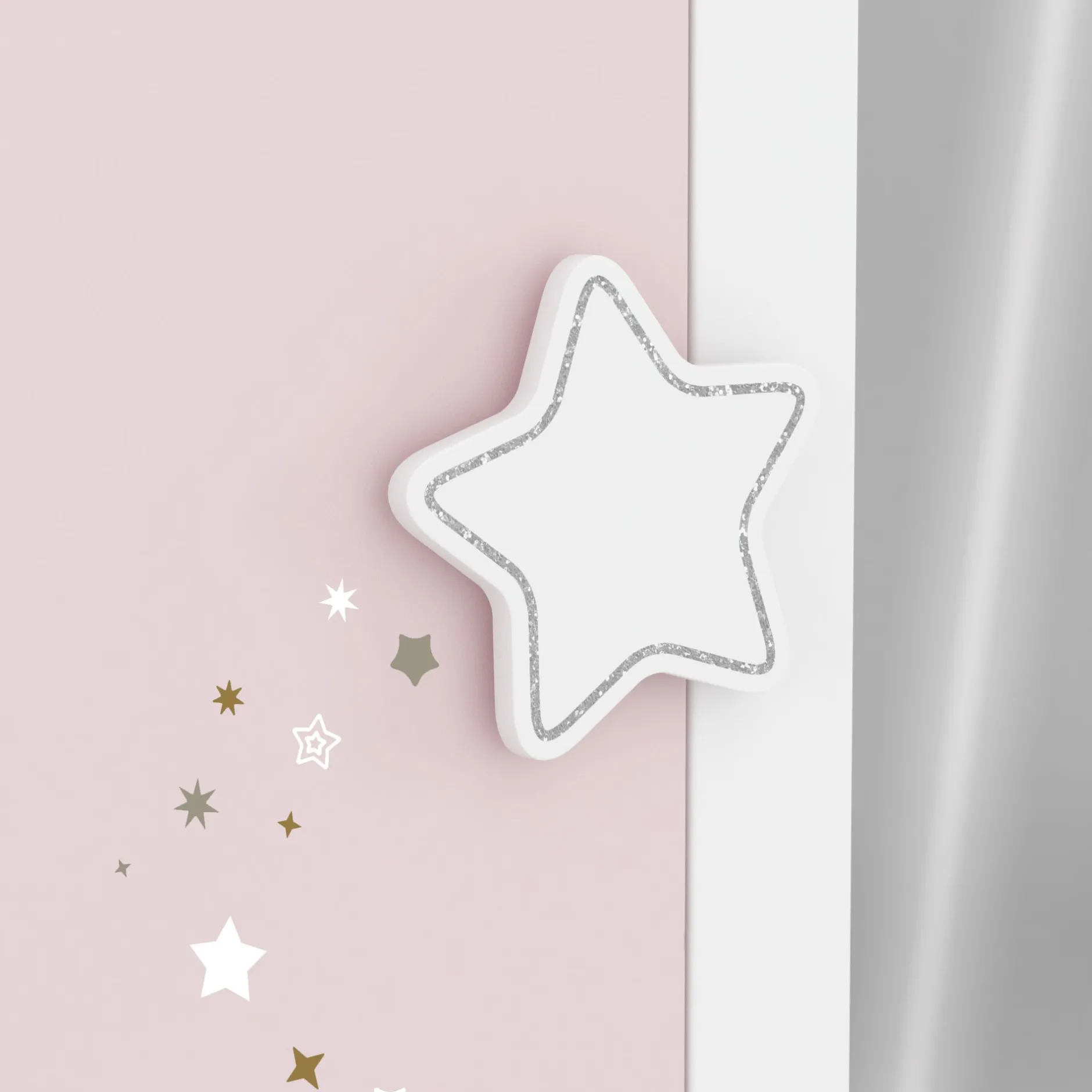 Kinderzimmer Stellar: Bett 90x190cm, Nachttisch, Kommode, Kleiderschrank