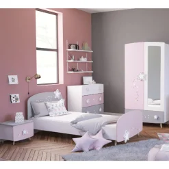 Kinderzimmer Stellar: Bett 90x190cm, Nachttisch, Kommode, Kleiderschrank