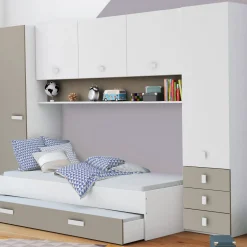Kinderzimmer Tidelle - Bett 90x200cm mit Bettkasten und Brückenkommode - weiß/beige