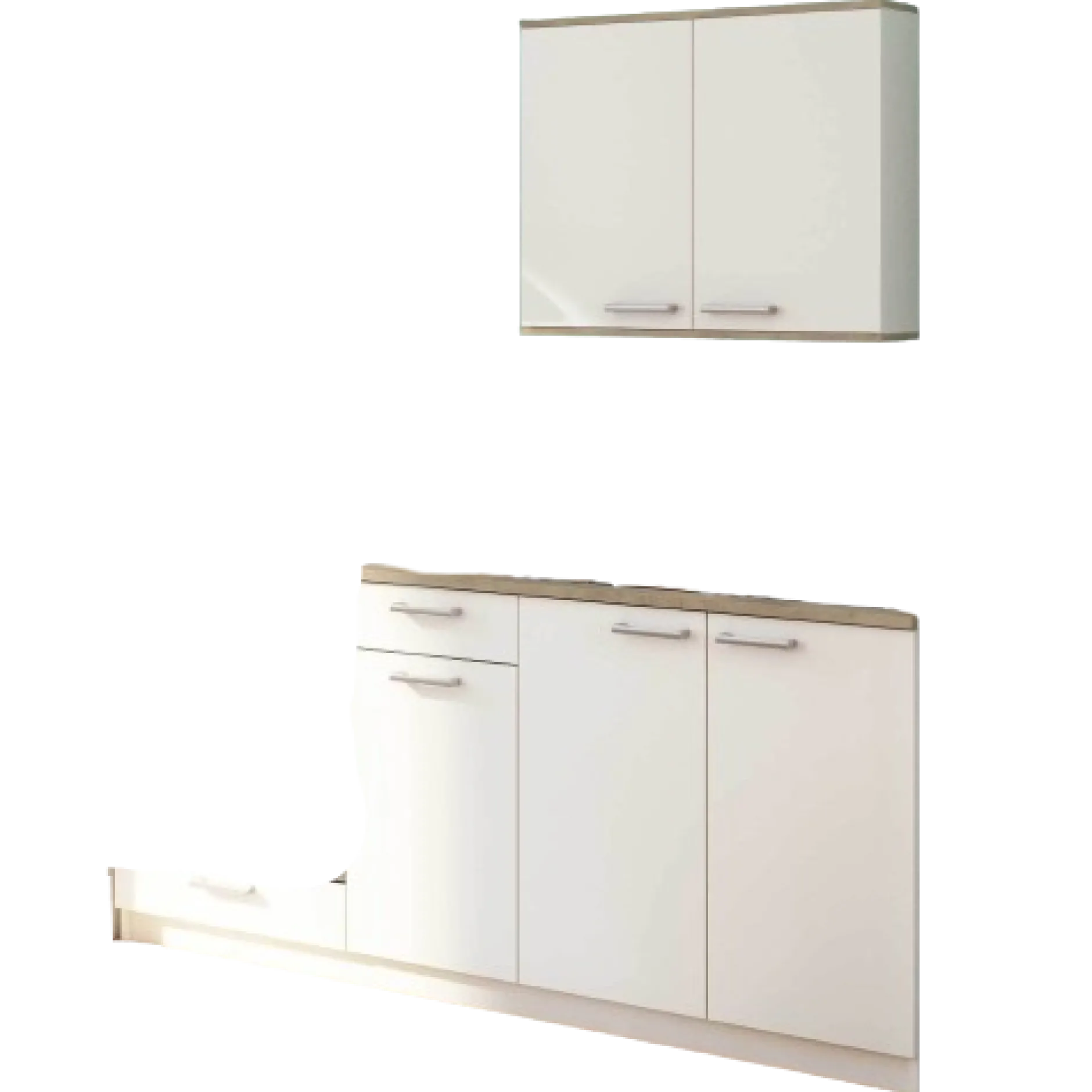 Kitchenette Chef - Oberschrank, Unterschränke für Backofen, Spüle und Kochfeld - Weiß/MDF