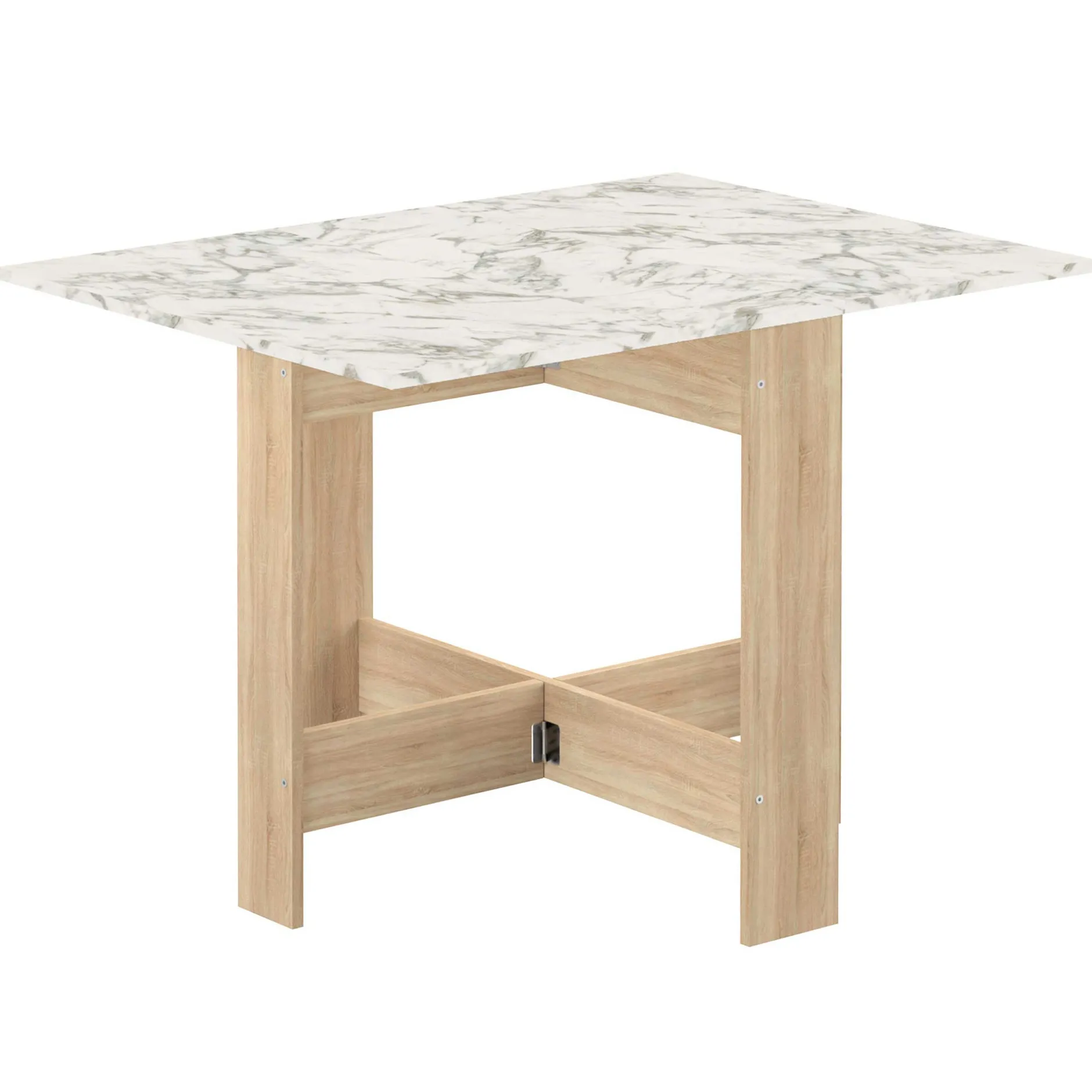 Klappbarer Esstisch Papillon 103 cm - Eiche/Marmor