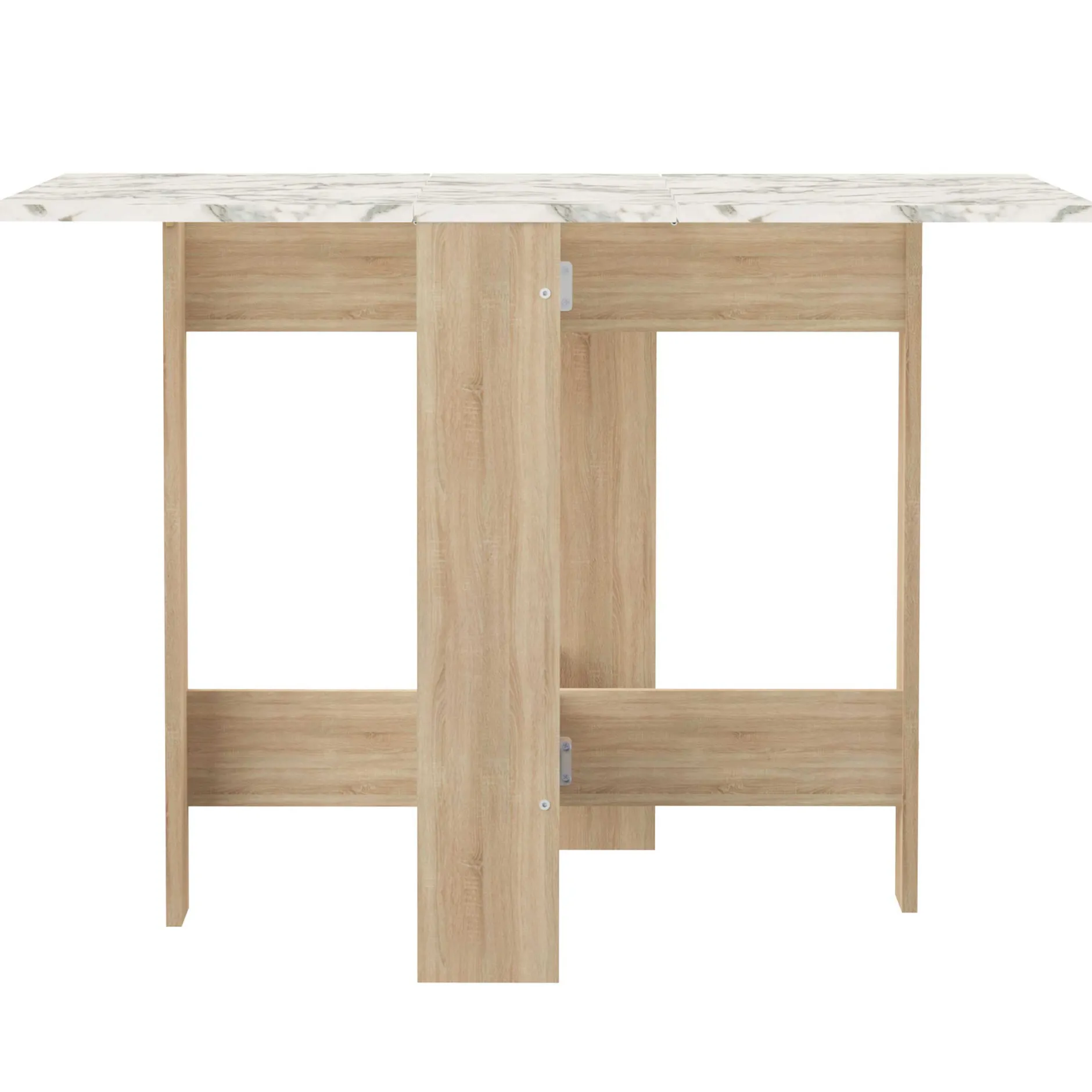 Klappbarer Esstisch Papillon 103 cm - Eiche/Marmor