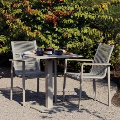 Klappbarer Gartentisch Fremantle Gescova - Aluminium Beige - 70x70x75cm