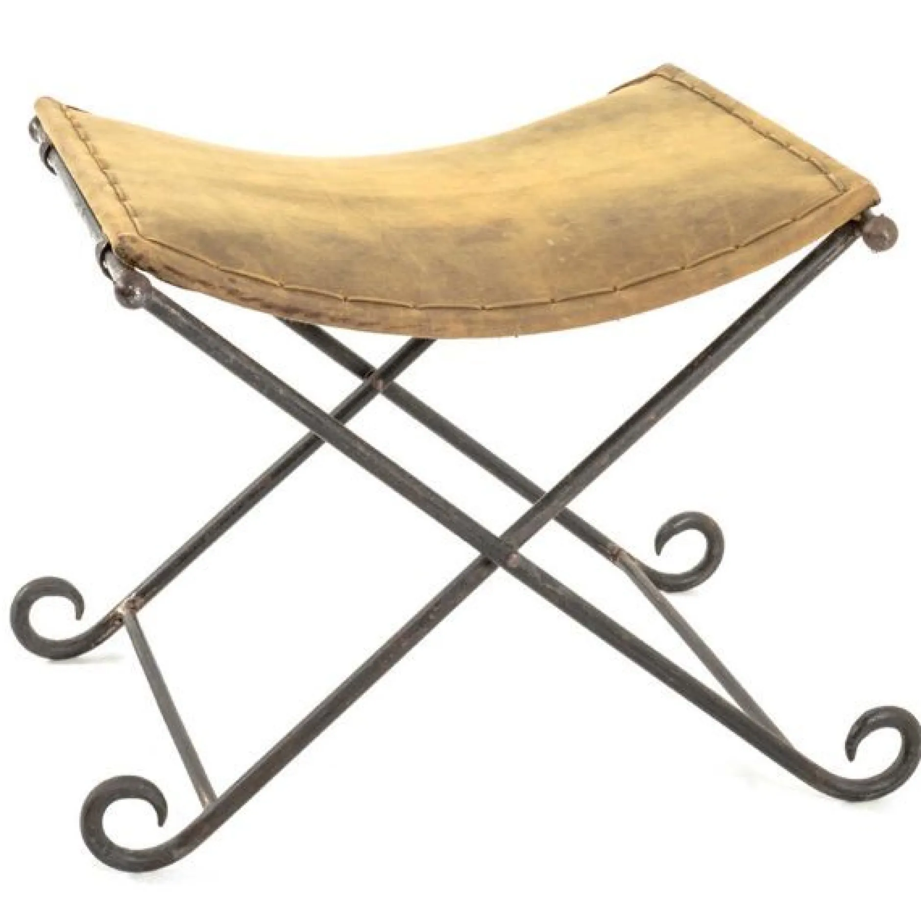 Klappbarer Hocker | 58 x 50 x 49 cm | Echtes Leder