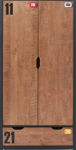 Kleiderschrank Alex 2-türig - Kiefer/Schwarz