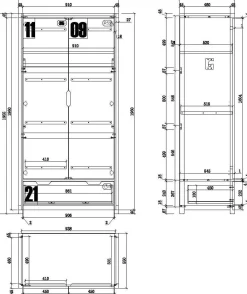 Kleiderschrank Alex 2-türig - Kiefer/Schwarz