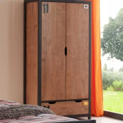Kleiderschrank Alex 2-türig - Kiefer/Schwarz