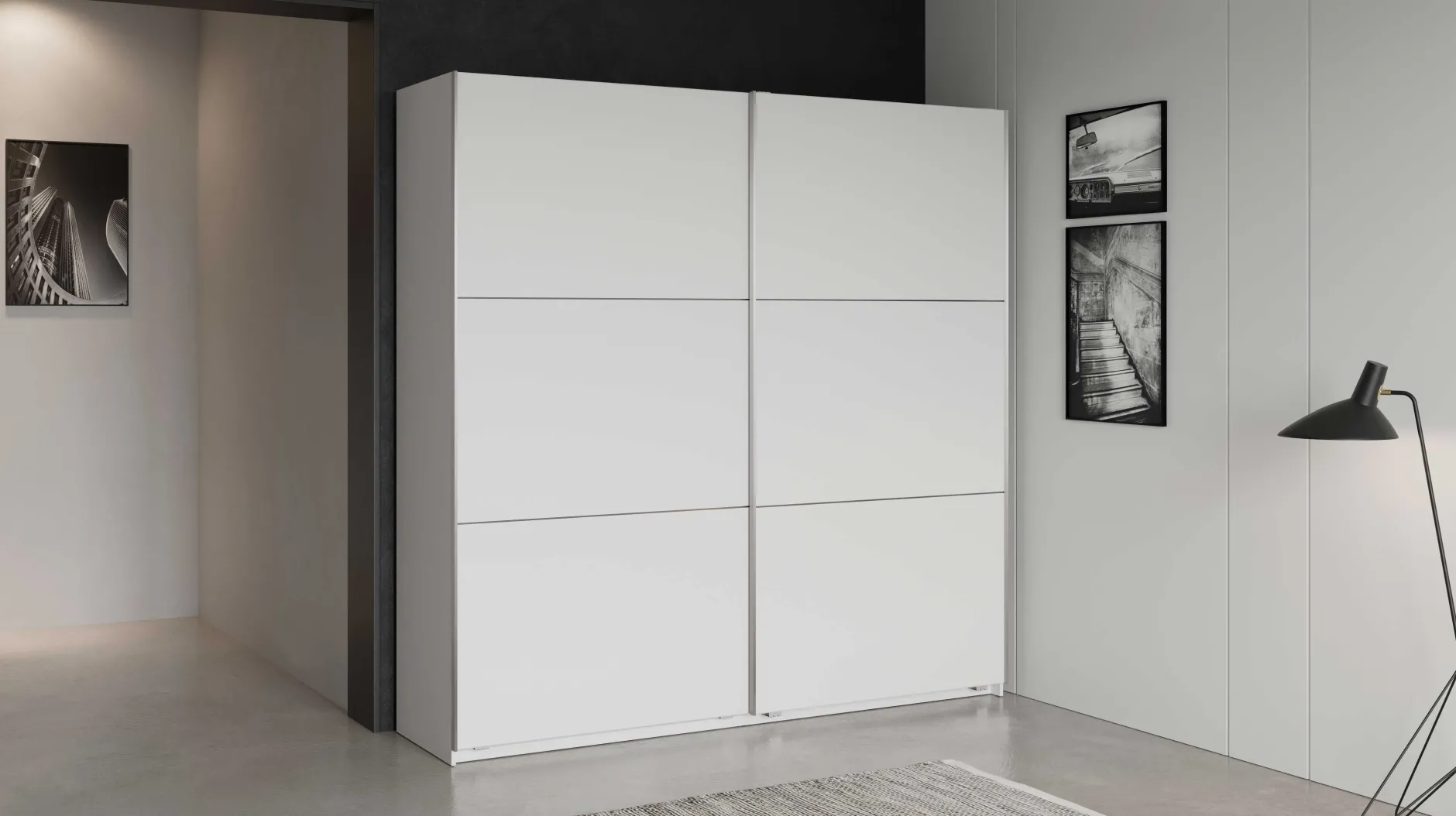 Kleiderschrank Alhambra - 221x60x224cm - weiß