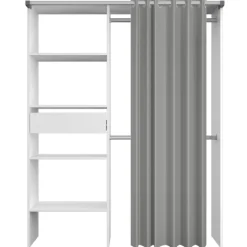 Kleiderschrank Barit 143cm - weiß/grau