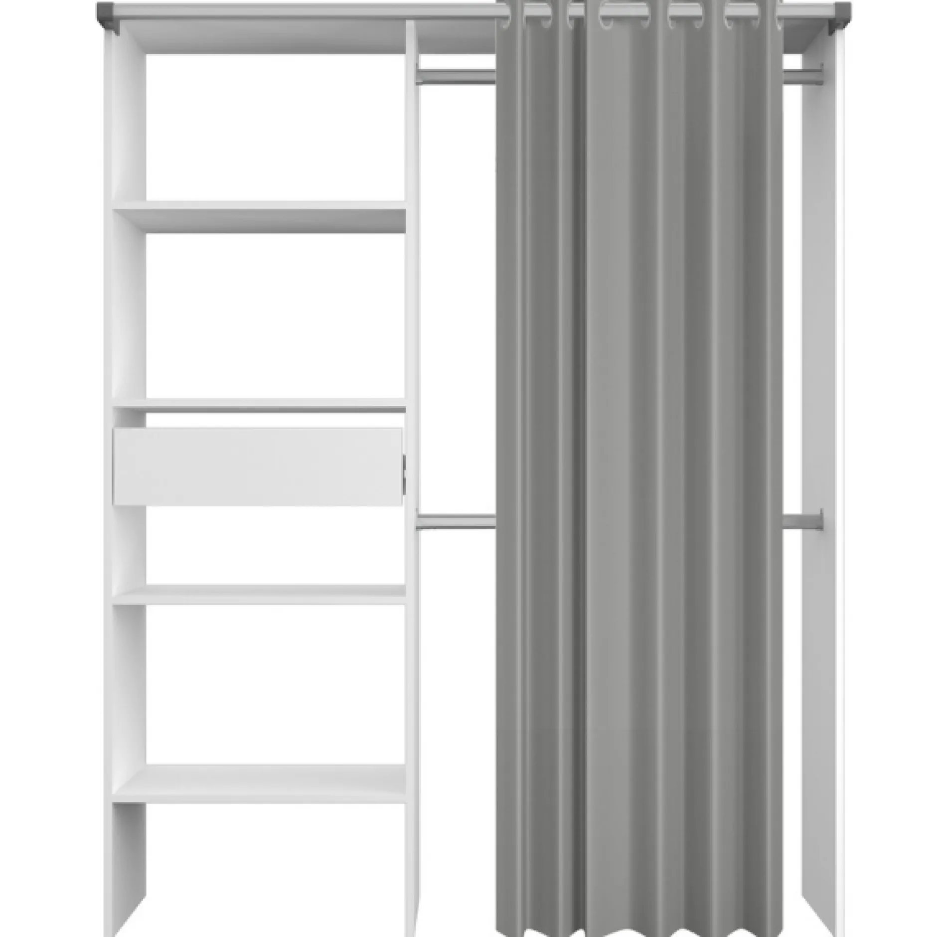 Kleiderschrank Barit 143cm - weiß/grau