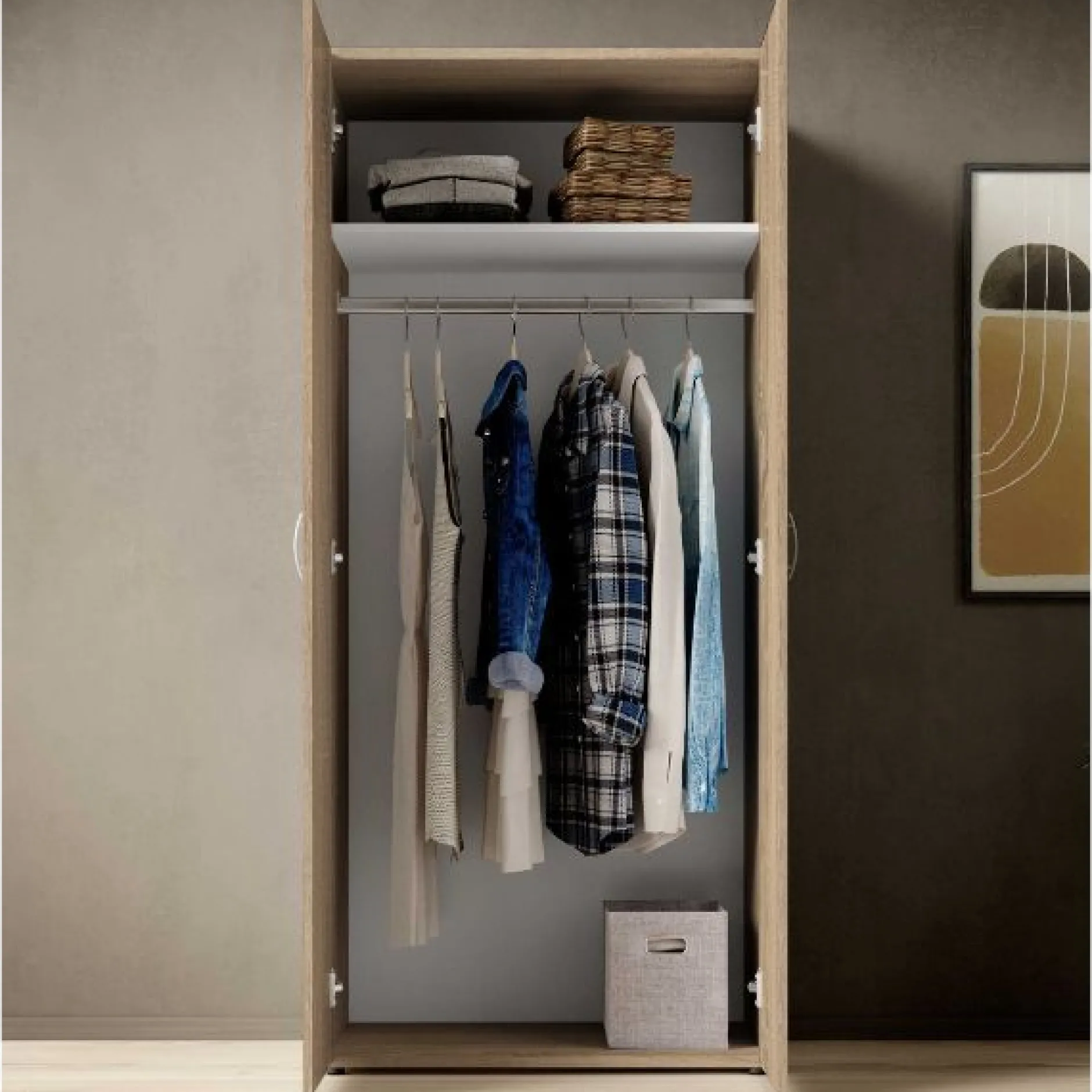 Kleiderschrank Base | 81 x 51 x 176 cm | Oak Design