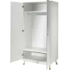 Kleiderschrank Billy 2 Türen MDF - weiß/gold