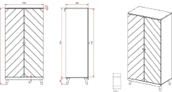 Kleiderschrank Billy 2 Türen MDF - weiß/gold