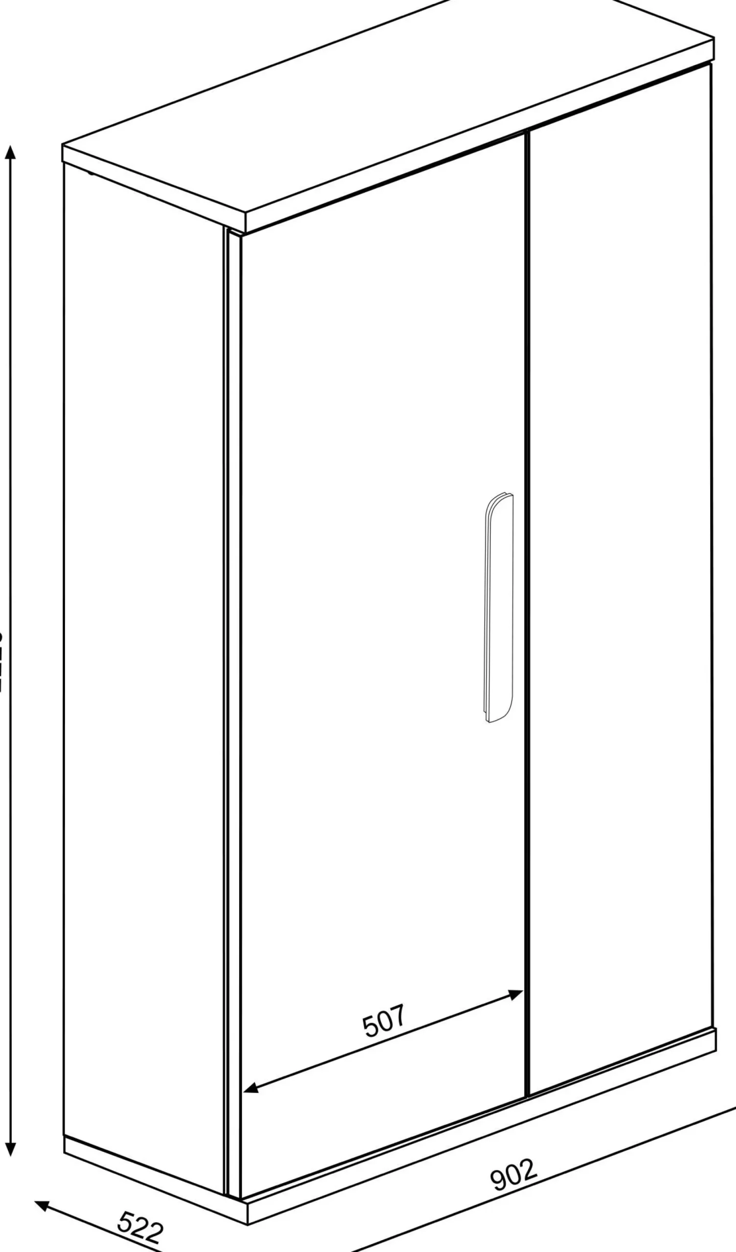 Kleiderschrank Bo0 mit Kleiderstange, länglichem Griff und 2 Einlegeböden - Kiefer/altrosa