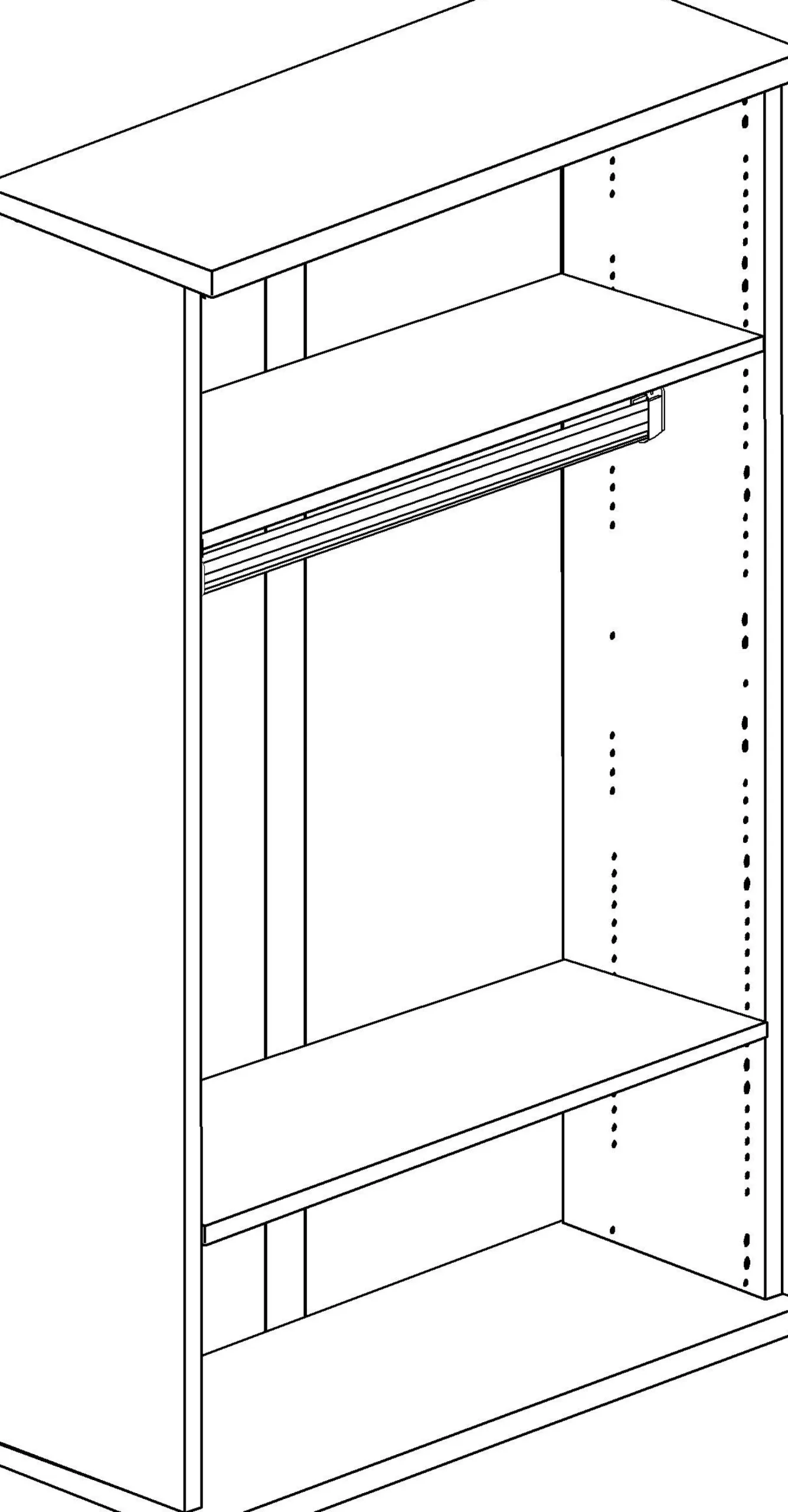 Kleiderschrank Bo0 mit Kleiderstange, länglichem Griff und 2 Einlegeböden - Kiefer/altrosa