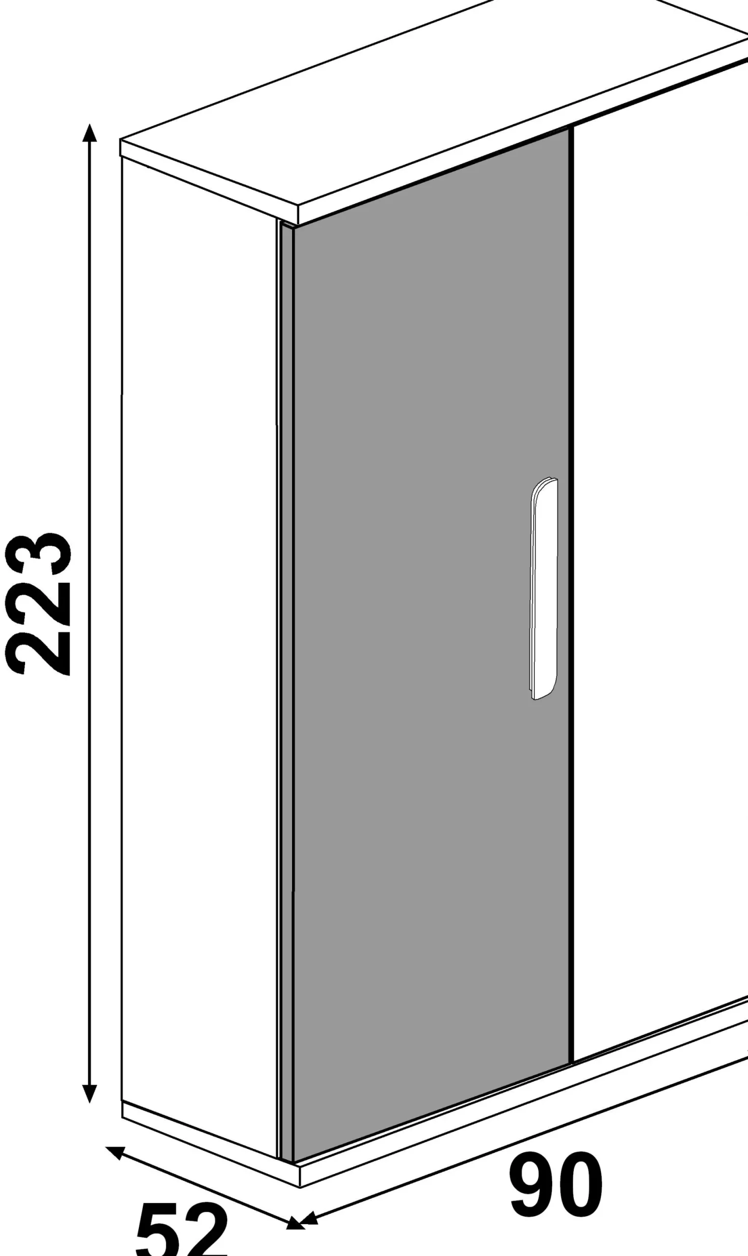 Kleiderschrank Bo0 mit Kleiderstange, länglichem Griff und 2 Einlegeböden - Kiefer/altrosa