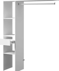 Kleiderschrank Botan C - 138cm, 1 Schublade, 3 Einlegeböden und 1 Kleiderstange - weiß