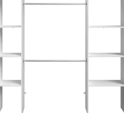 Kleiderschrank Botan 196cm, 6 Einlegeböden und 2 Kleiderstangen - weiß