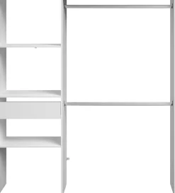 Kleiderschrank Botan 162cm, 1 Schublade und 3 Einlegeböden und 1 Kleiderstange - weiß