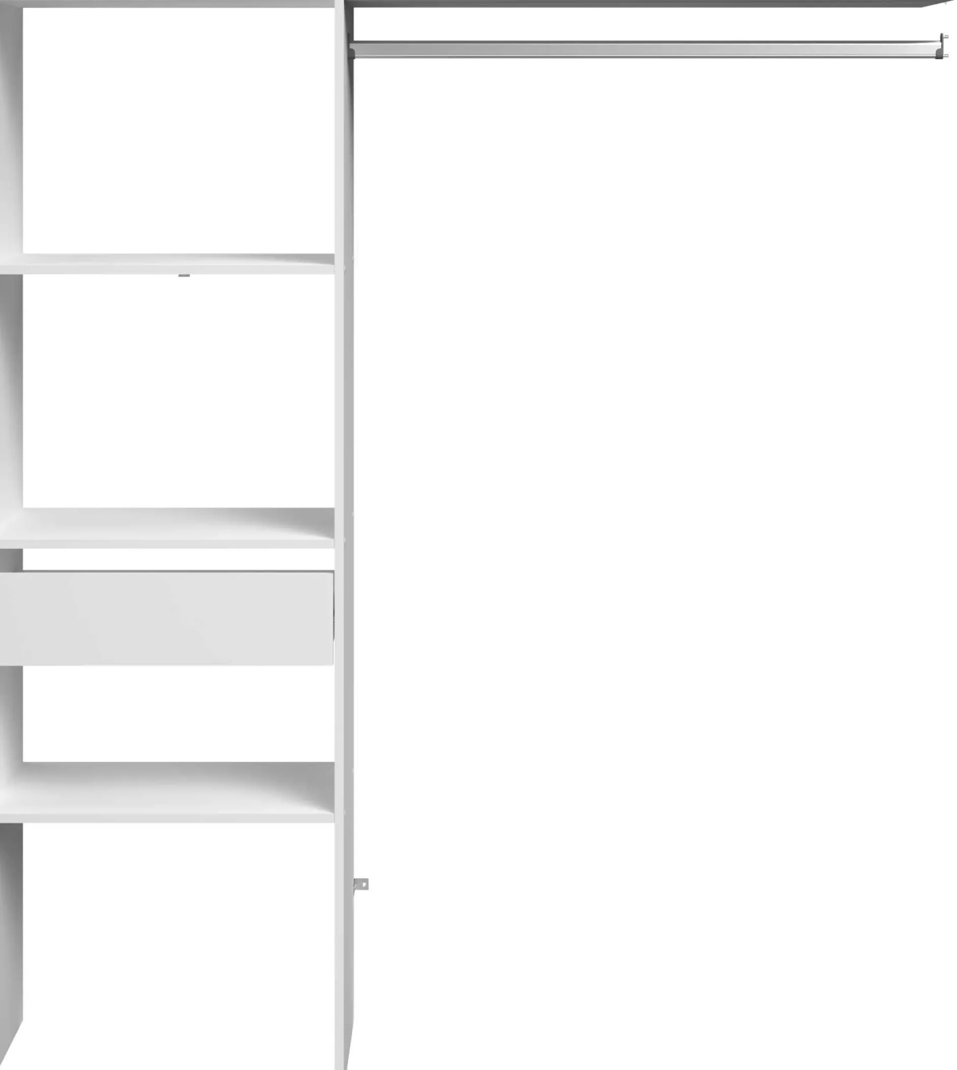 Kleiderschrank Botan D - 160cm, 1 Schublade, 3 Einlegeböden und 1 Kleiderstange - weiß