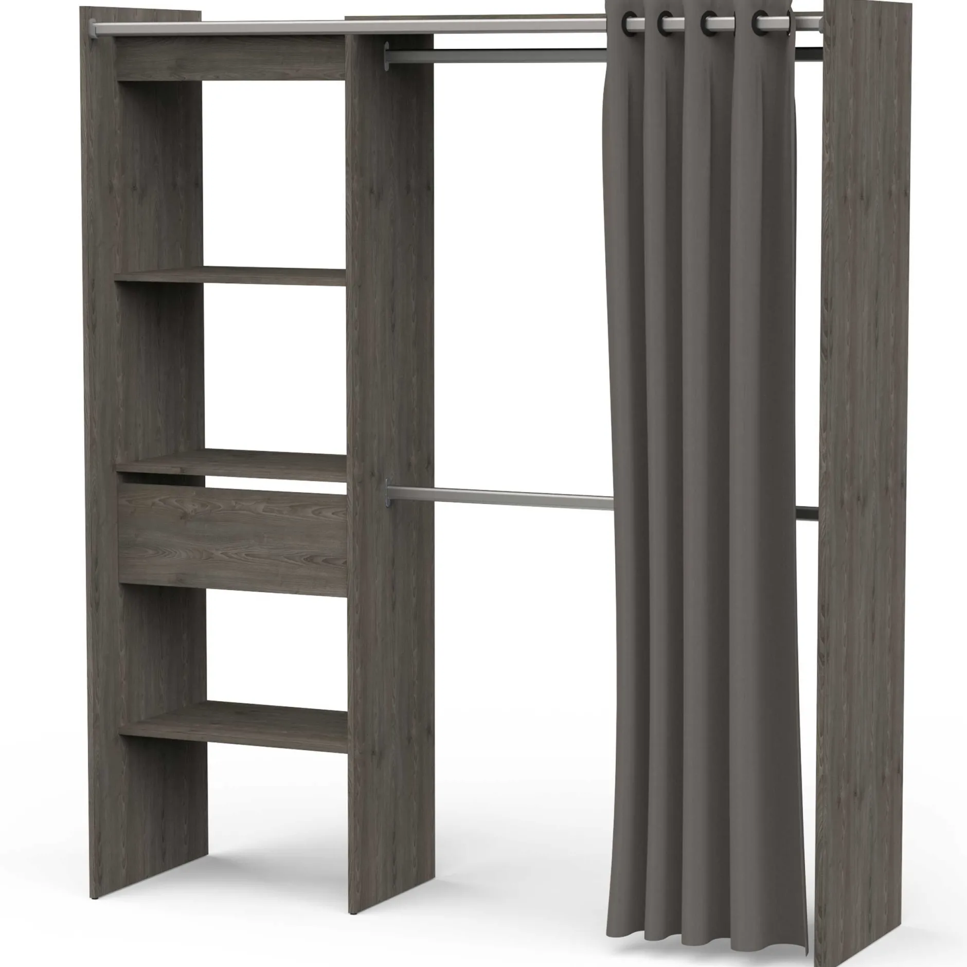Kleiderschrank Chicago - 50x114x192 cm - Schwarz/Eiche