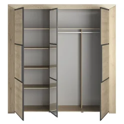 Kleiderschrank East mit 3 Türen und Spiegel - Kastanie
