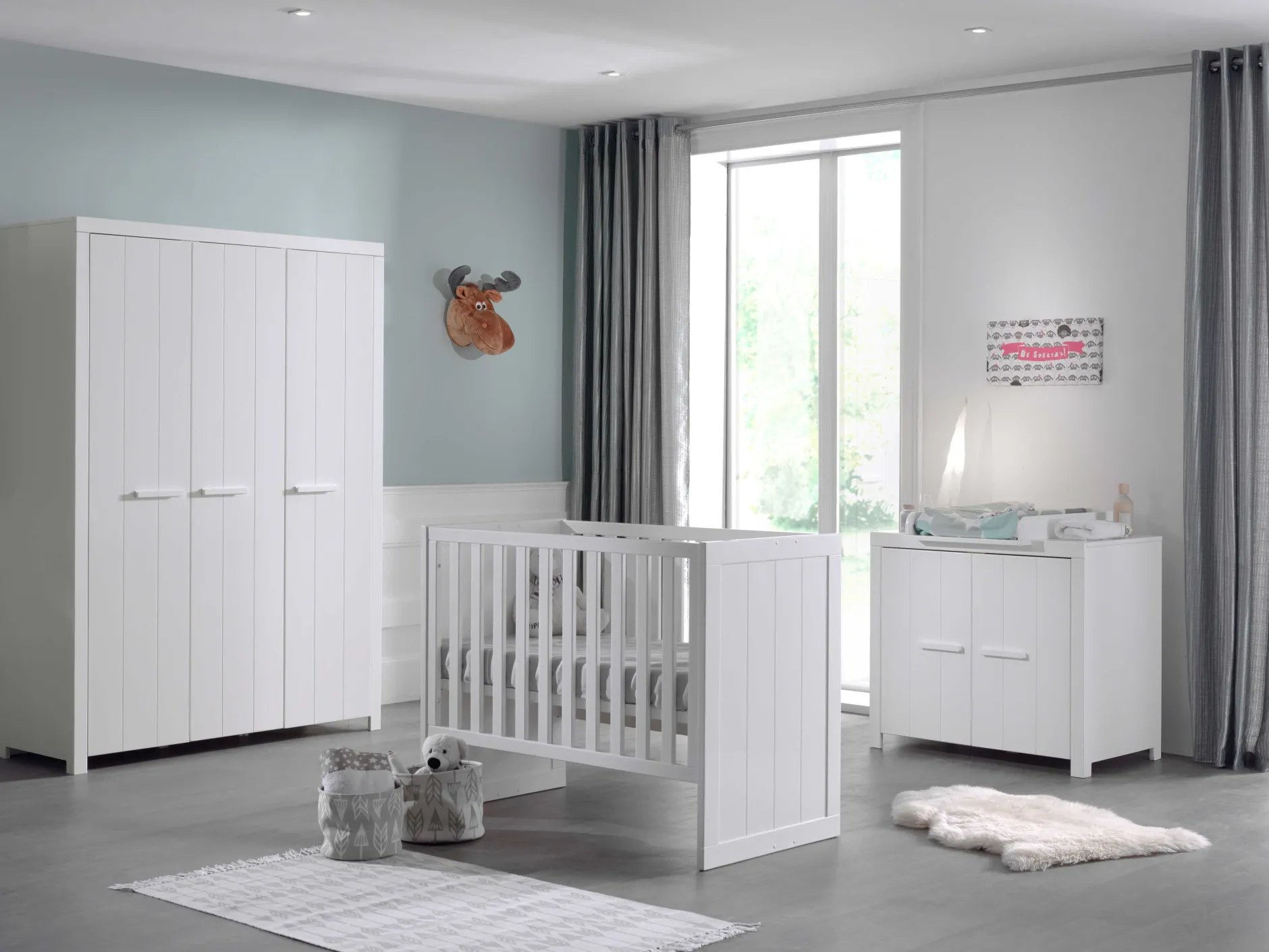 Kleiderschrank Erik 3-türig - weiß