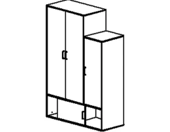 Kleiderschrank Erwan - 133x52x192cm - 4 Türen - weiß/kastanienbraun