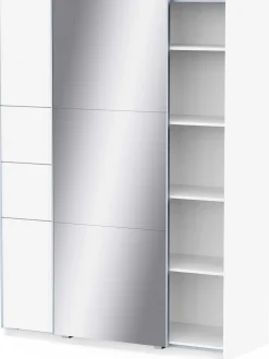 Kleiderschrank Faust - 148x60x203cm - mit Spiegel - 2 Türen - weiß