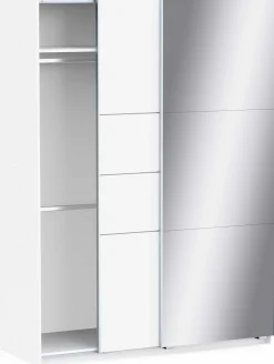 Kleiderschrank Faust - 148x60x203cm - mit Spiegel - 2 Türen - weiß