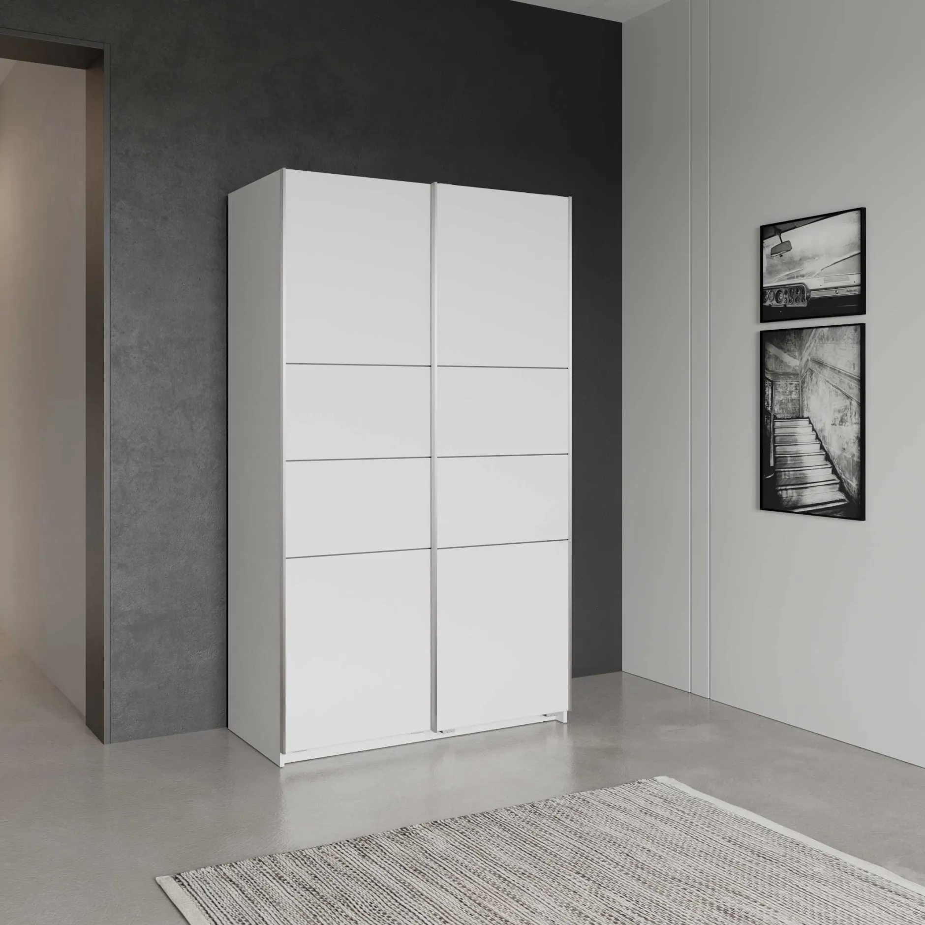 Kleiderschrank Faust - 117x60x203cm - 2 Türen - weiß