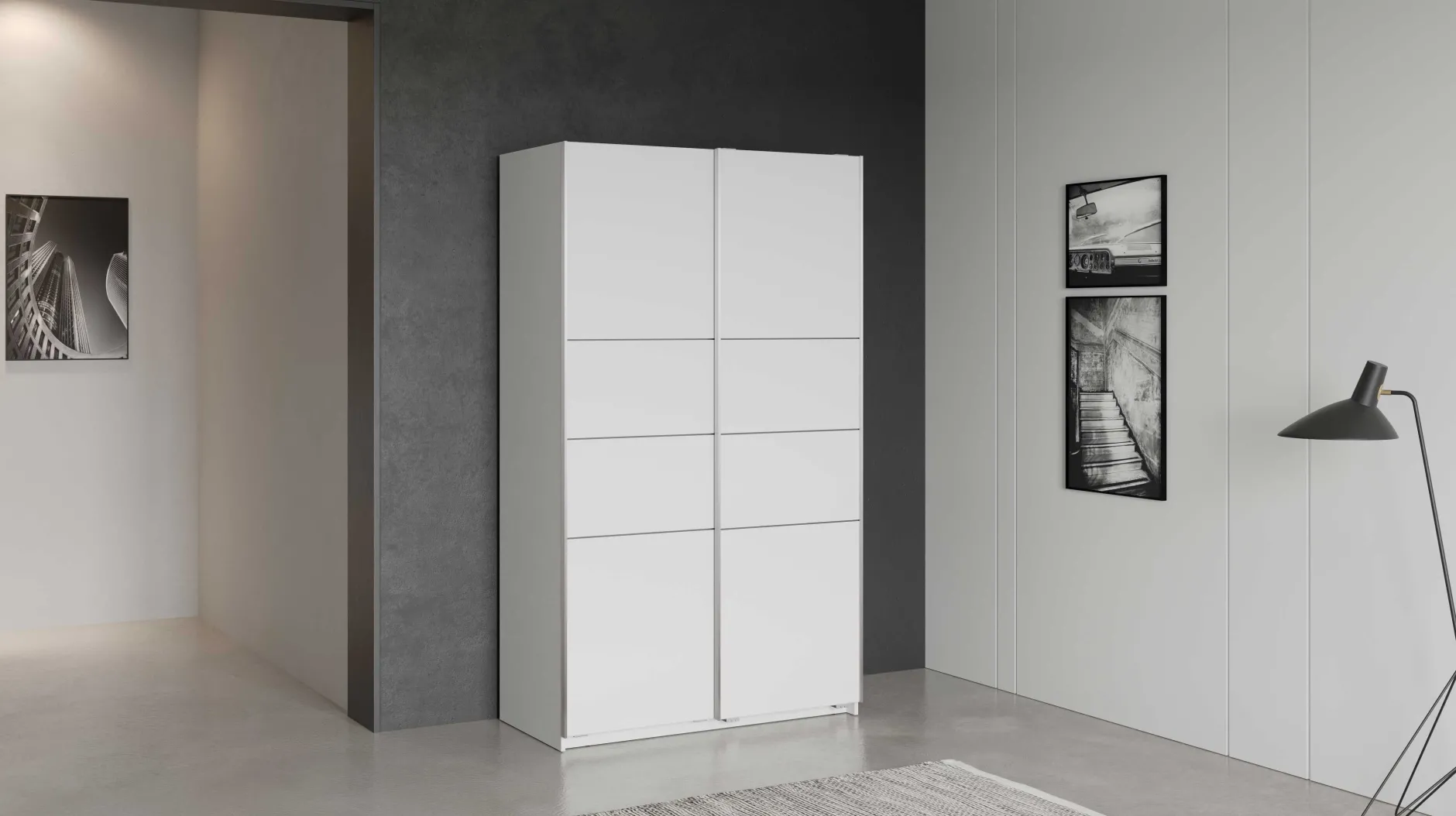 Kleiderschrank Faust - 117x60x203cm - 2 Türen - weiß